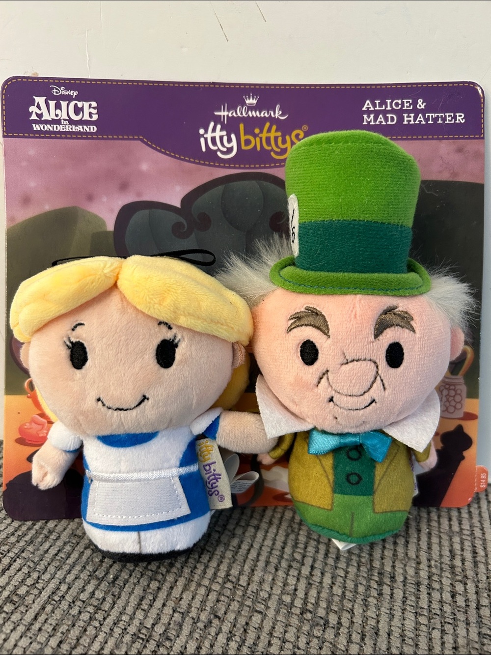 Hallmark Disney Itty Bittys Alice & Mad Hatter Plush Set NEW Alice in wonderland